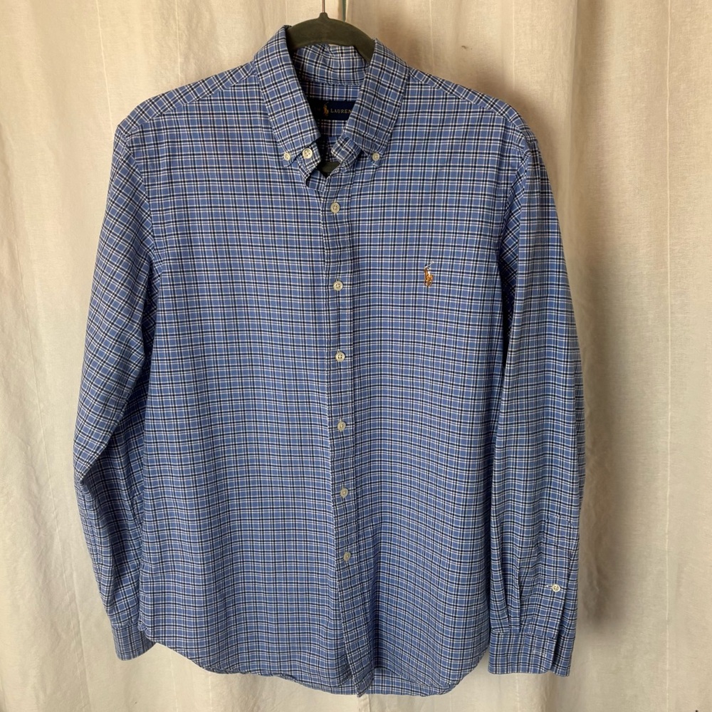 Polo Ralph Lauren Men's Blue Plaid Classic Fit Long Sleeve Button Up Shirt Sz M